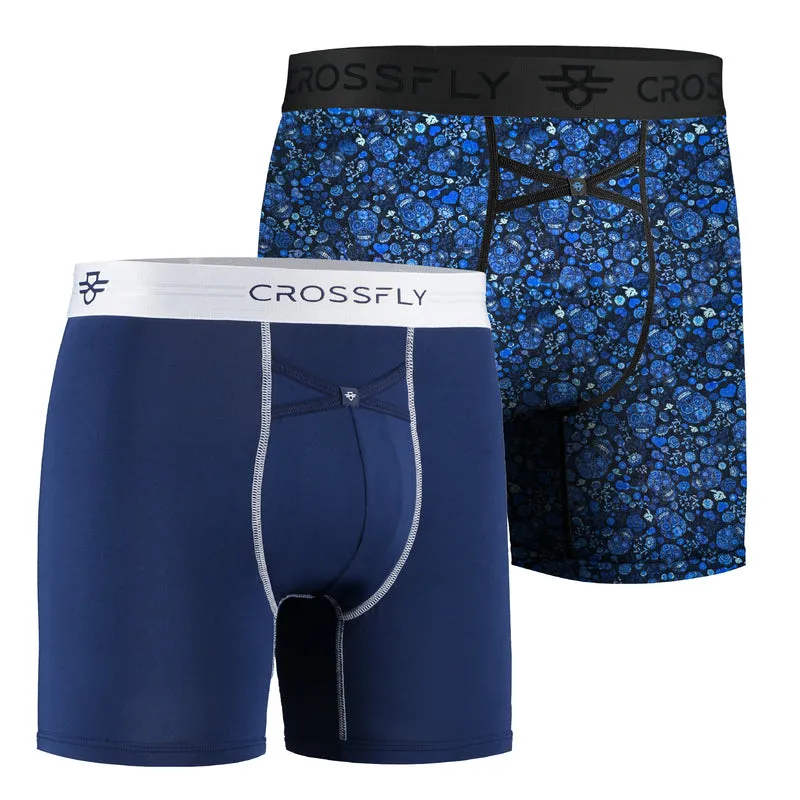 2-Pack IKON 6" Boxers: Navy / Skulls Print