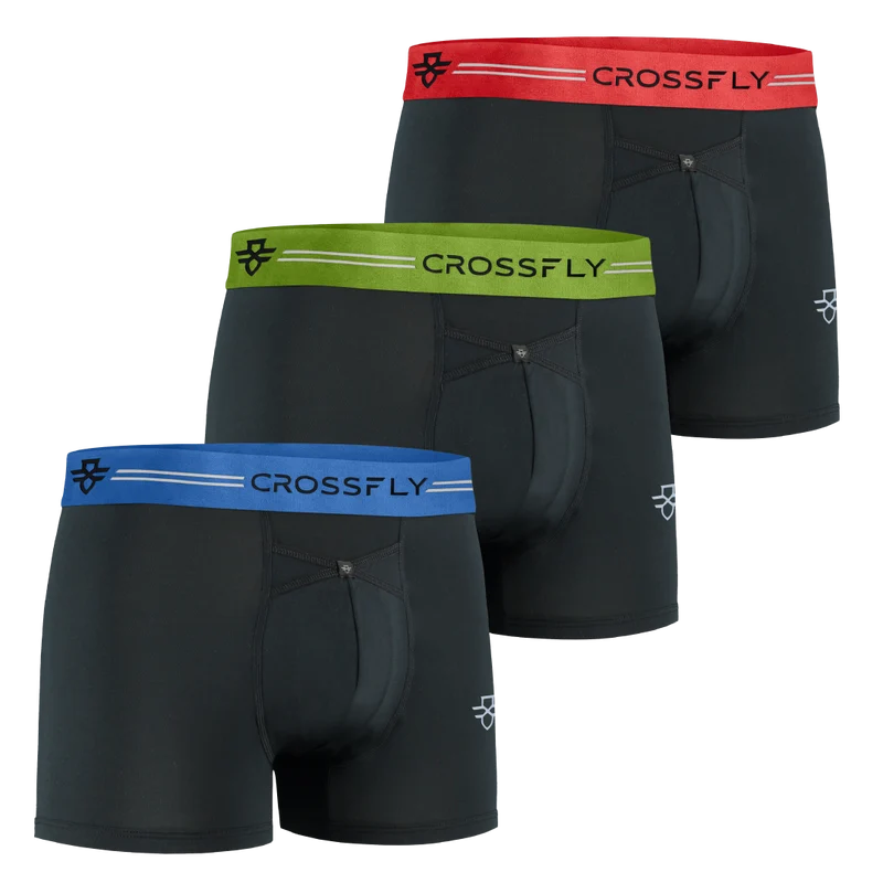 3-pack: IKON Trio Men's 3" Trunks - Black / RGB Stripe