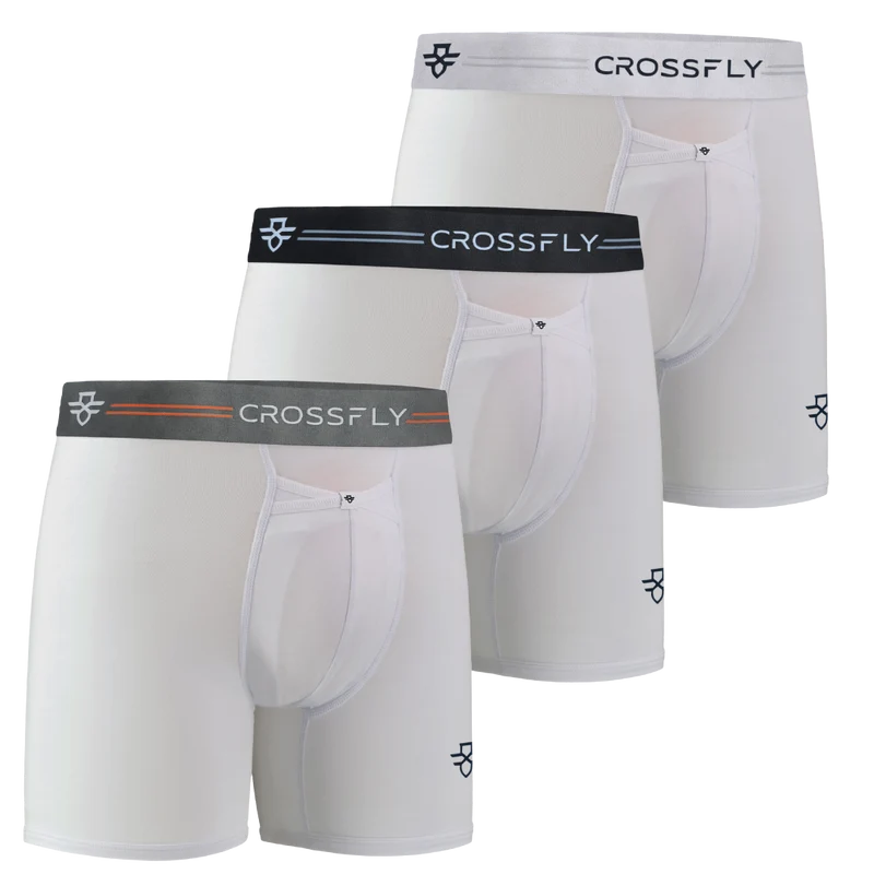 3-pack: IKON Trio Men's 6" Boxers - White Mono