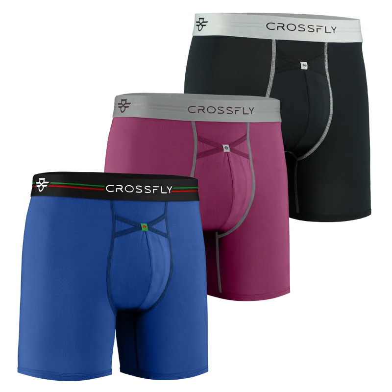 3-pack: IKON X Men's 6" Boxers - PlumGrey / Italia / BlkSilver