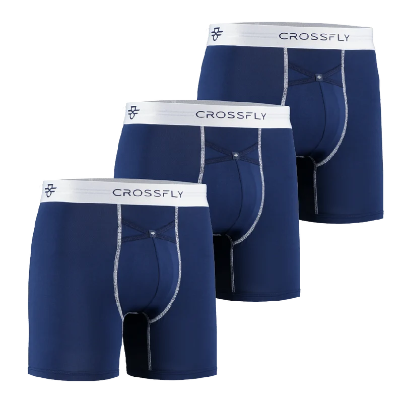 3-Pack: IKON X Men's 6" Boxers - Navy/White