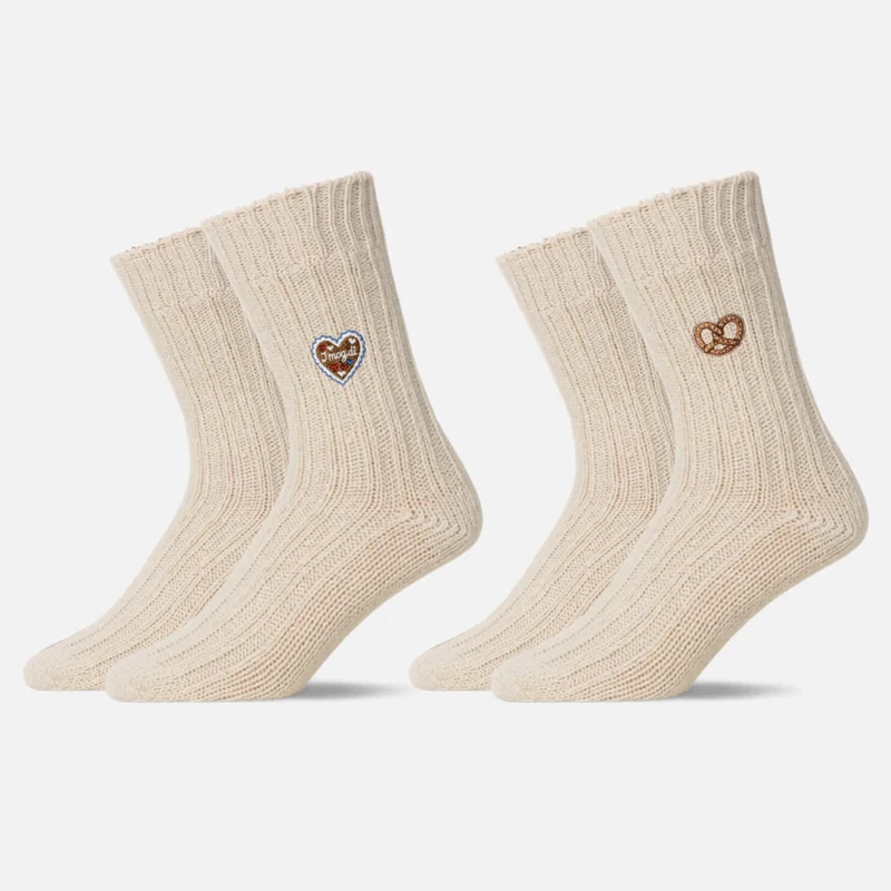 Norweger Socken | Off White "Lebkuchenherz & Brezn"-Edition