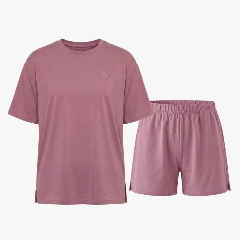 Schlafanzug Set Damen kurz | Dusky Mauve