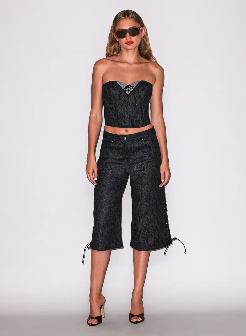 Lace Denim Culotte