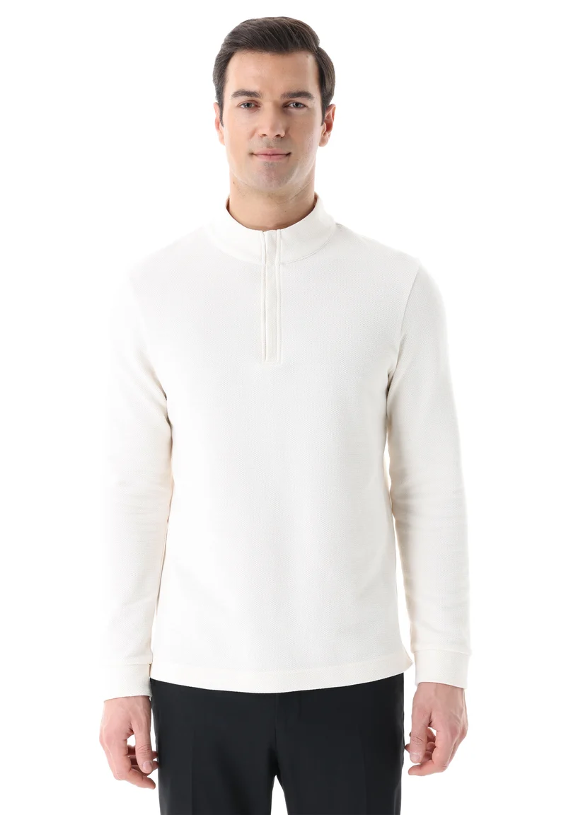 Longsleeve aus Bio-Baumwolle mit Viertelreißverschluss