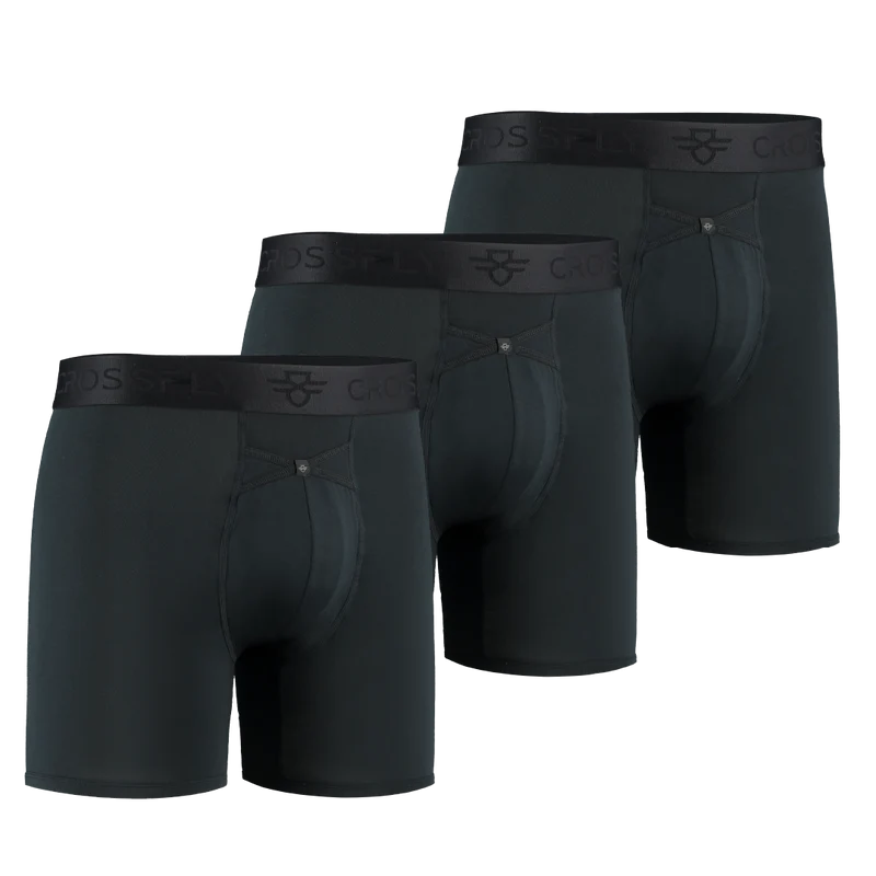 3-pack IKON Men's 6" Boxers (Black)
