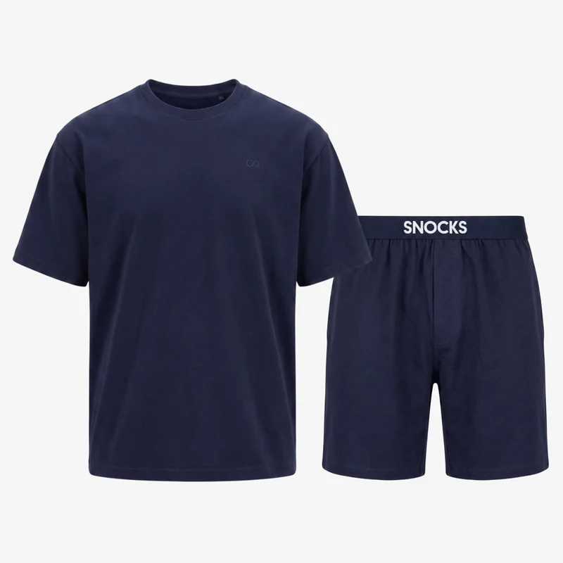 Schlafanzug Set Herren kurz | Dunkelblau