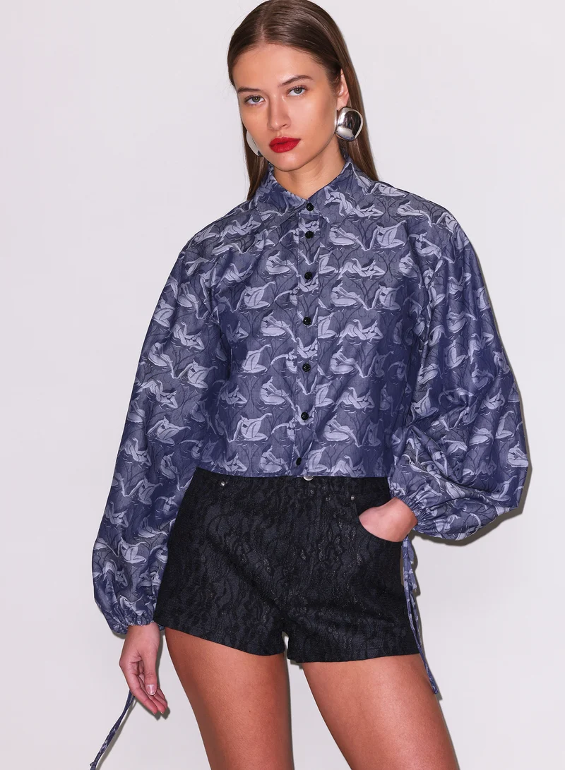 Gio Jacquard Crop Shirt