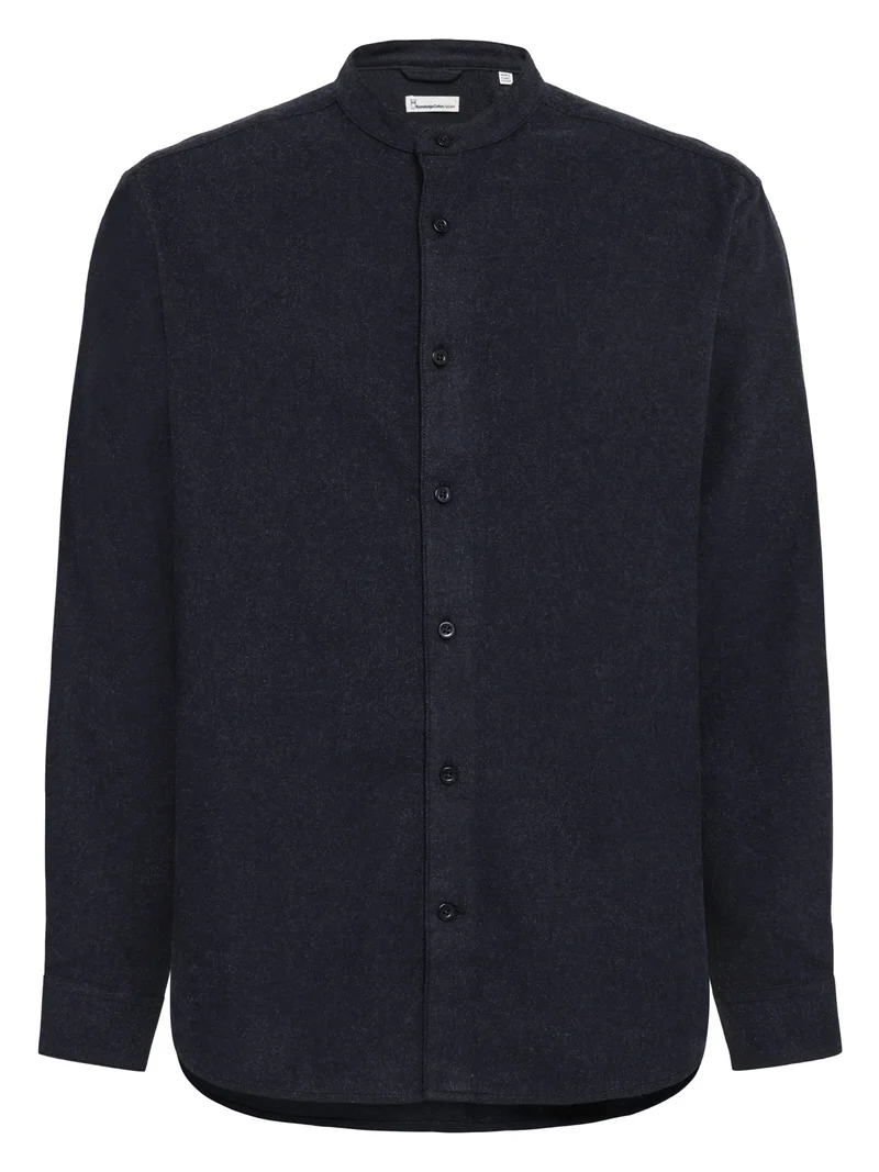 Regular Fit Melangé Flannel Stand Collar Shirt night sky