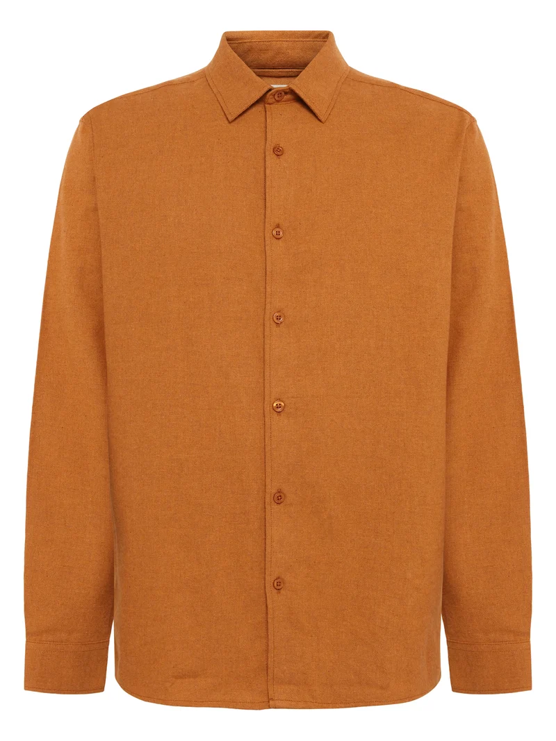 Regular Fit Melangé Flannel Shirt golden oak