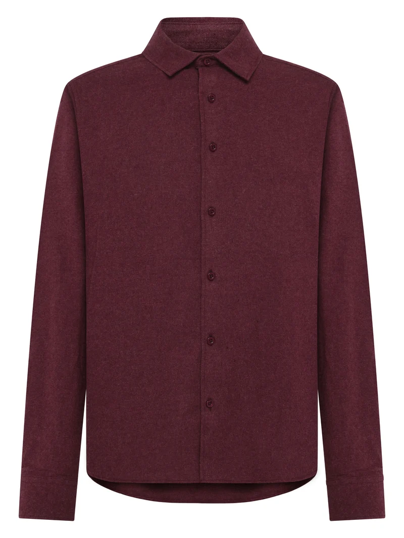 Regular Fit Melangé Flannel Shirt burgundy
