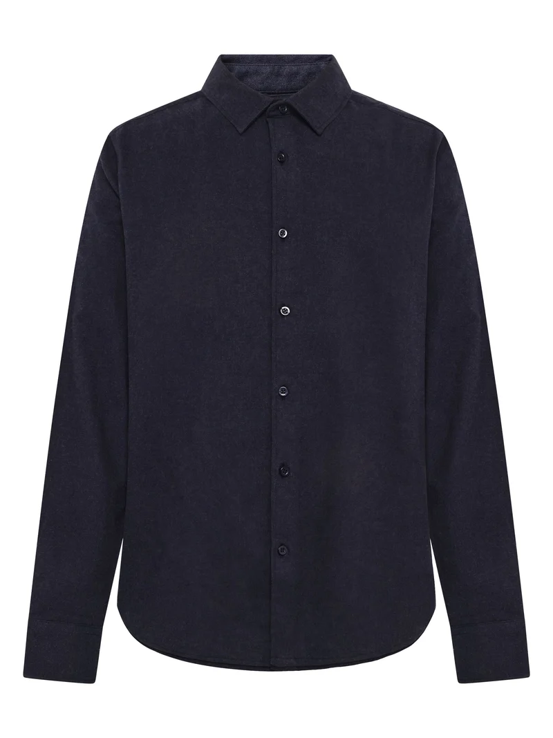 Regular Fit Melangé Flannel Shirt night sky