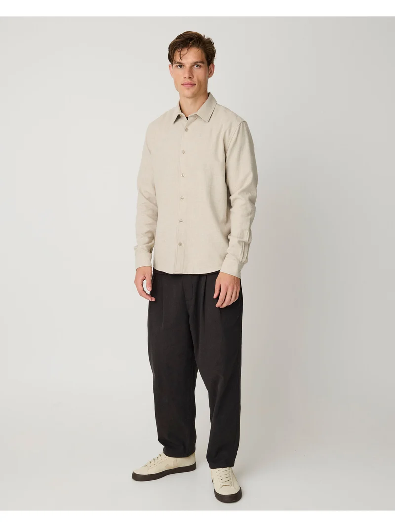 Regular Fit Melangé Flannel Shirt light feather gray