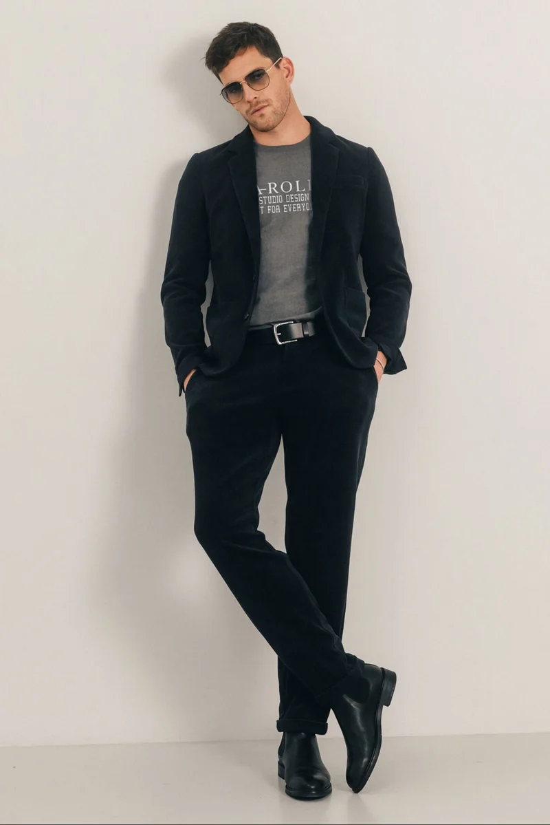 Pantalon navy velours côtelé fuselé