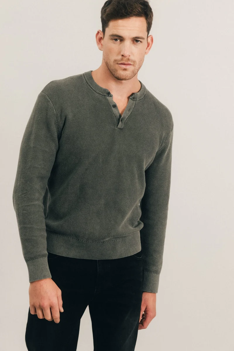 Pull kaki maille nid d’abeille