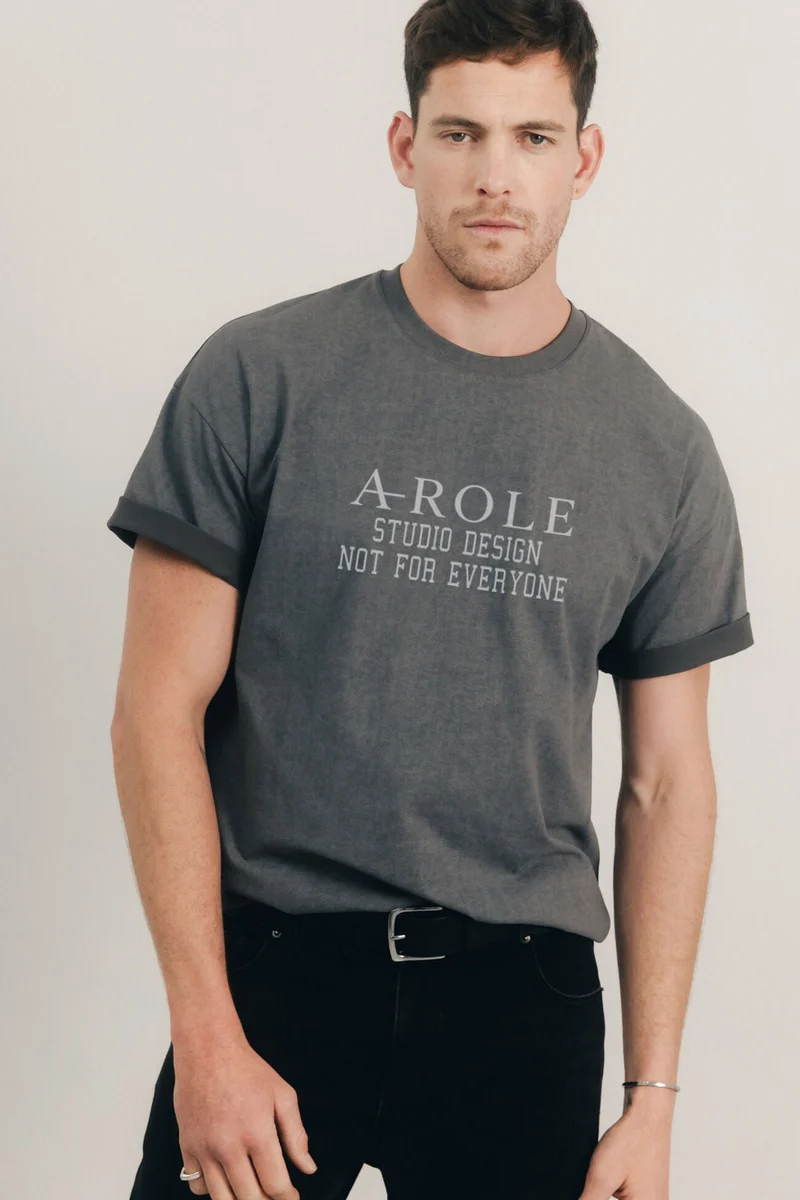 Tee-shirt gris print graphique