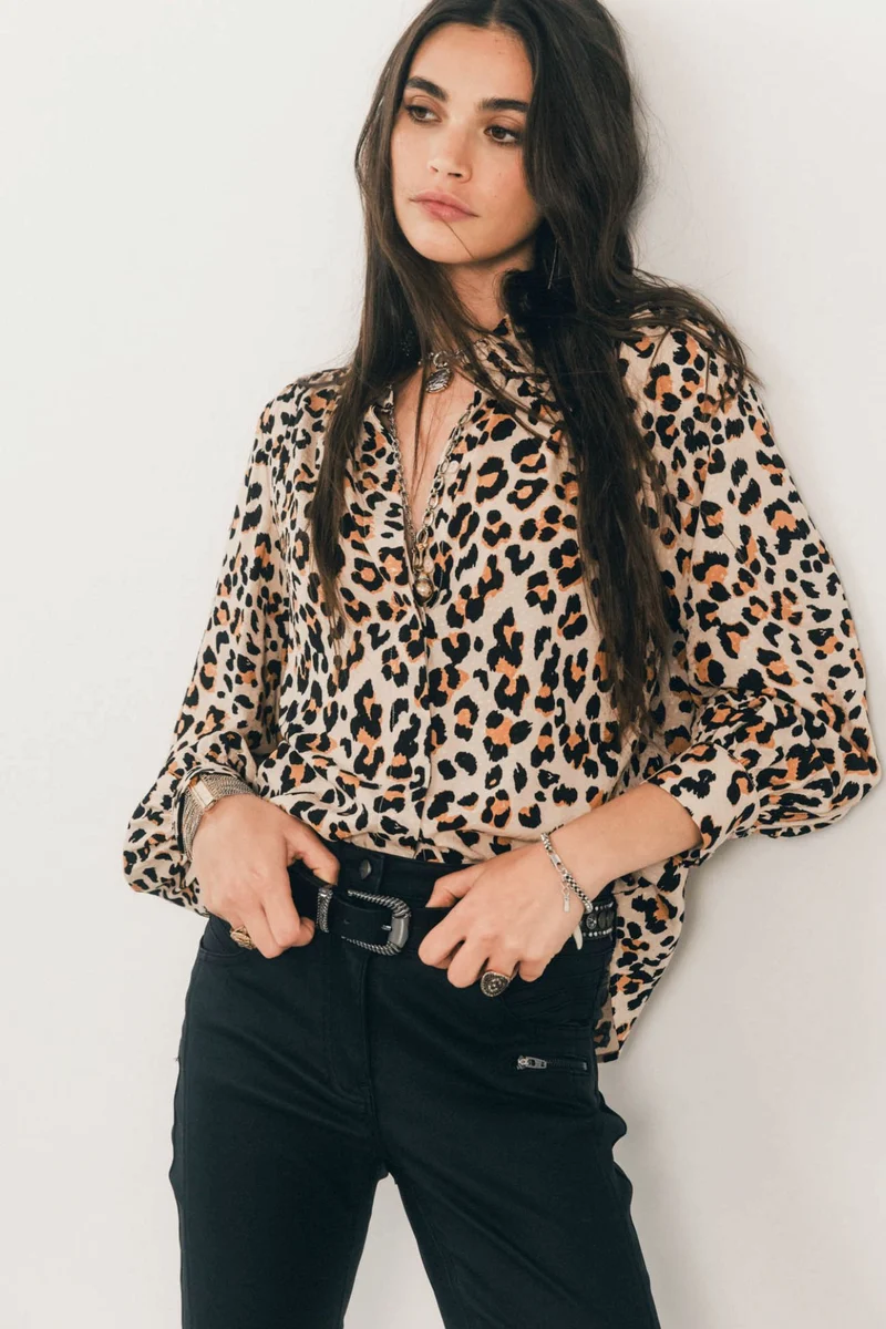 Chemise imprimé léopard bohème chic
