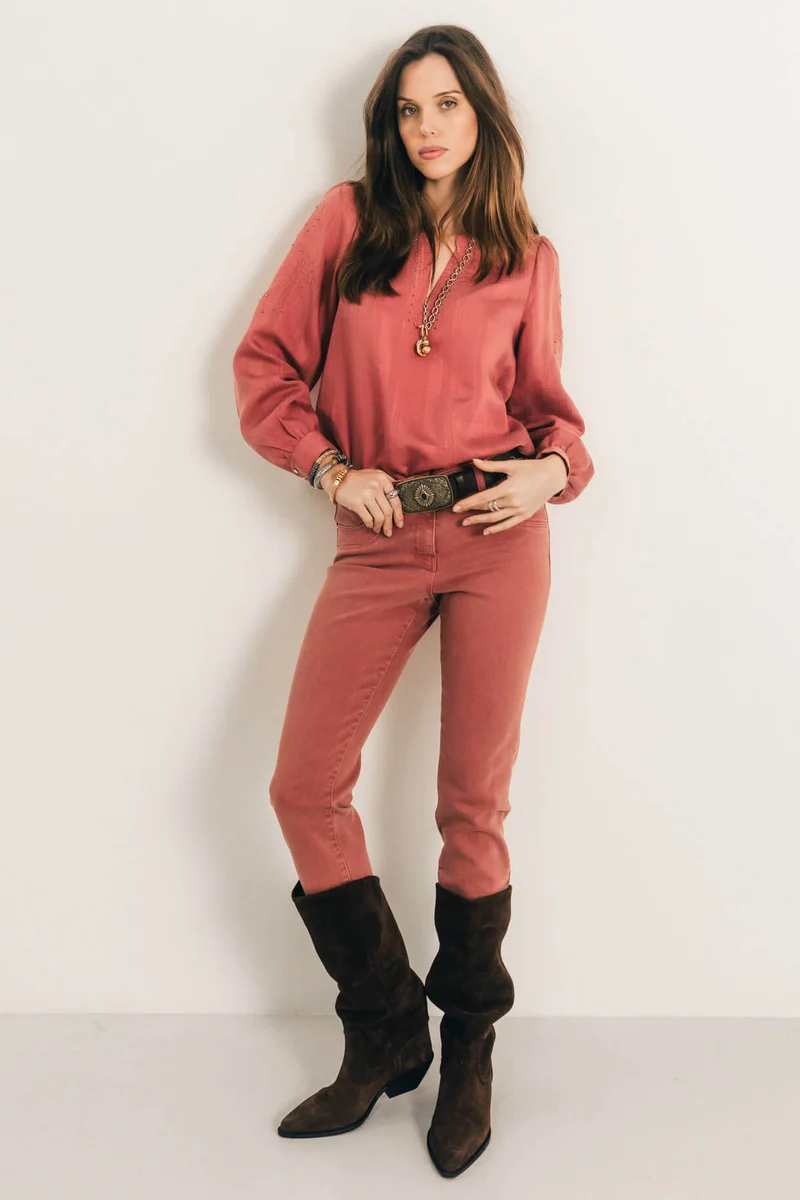 Pantalon rose indien coupe slim