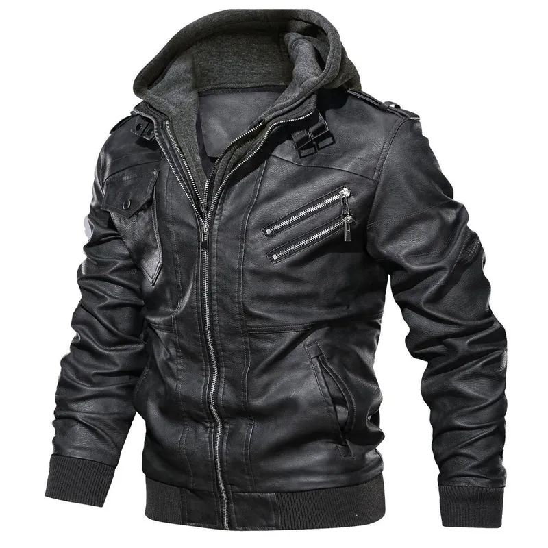 Herren Outdoor Kältebeständige Motorrad Lederjacke