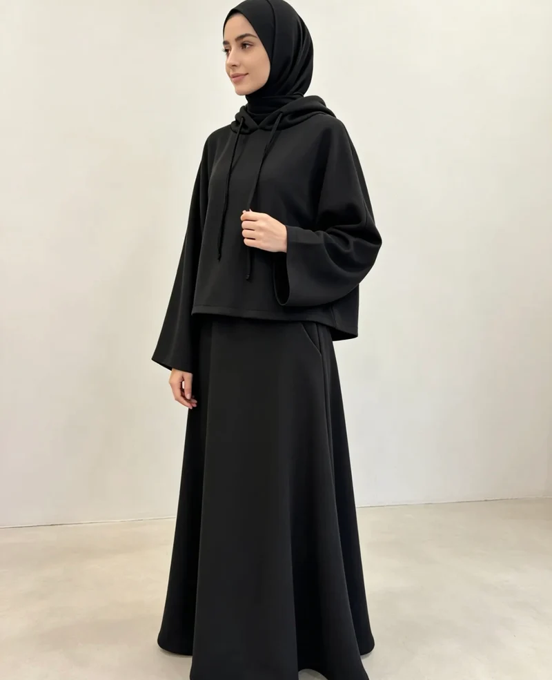 Modest Hoodie Set mit Maxirock – Viskose Komfort