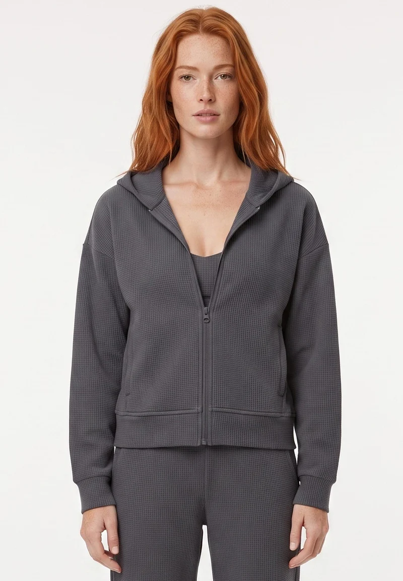 JENNIFER | Waffel-Hoodiejacke aus Bio-Baumwolle & recyceltem Polyester