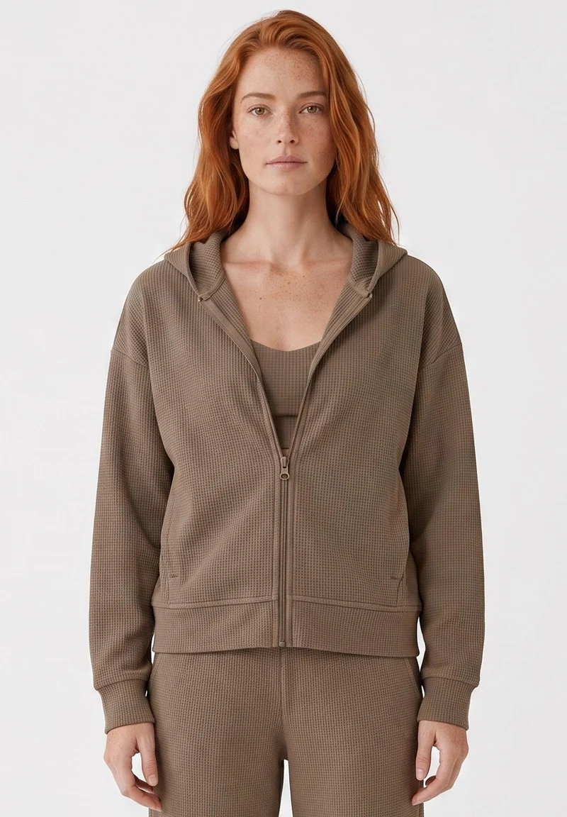 JENNIFER | Waffel-Hoodiejacke aus Bio-Baumwolle & recyceltem Polyester