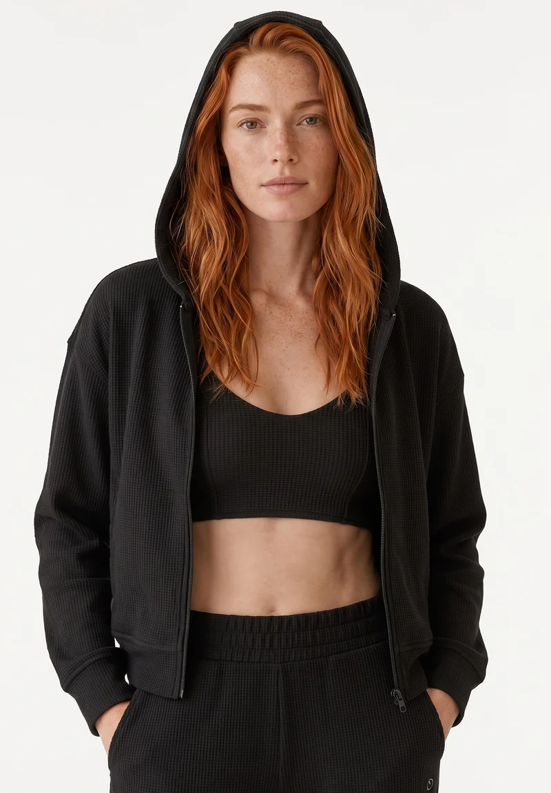 JENNIFER | Waffel-Hoodiejacke aus Bio-Baumwolle & recyceltem Polyester