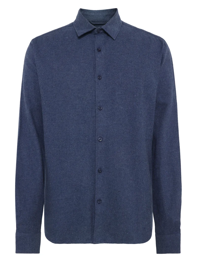Regular Fit Melangé Flannel Shirt vintage indigo