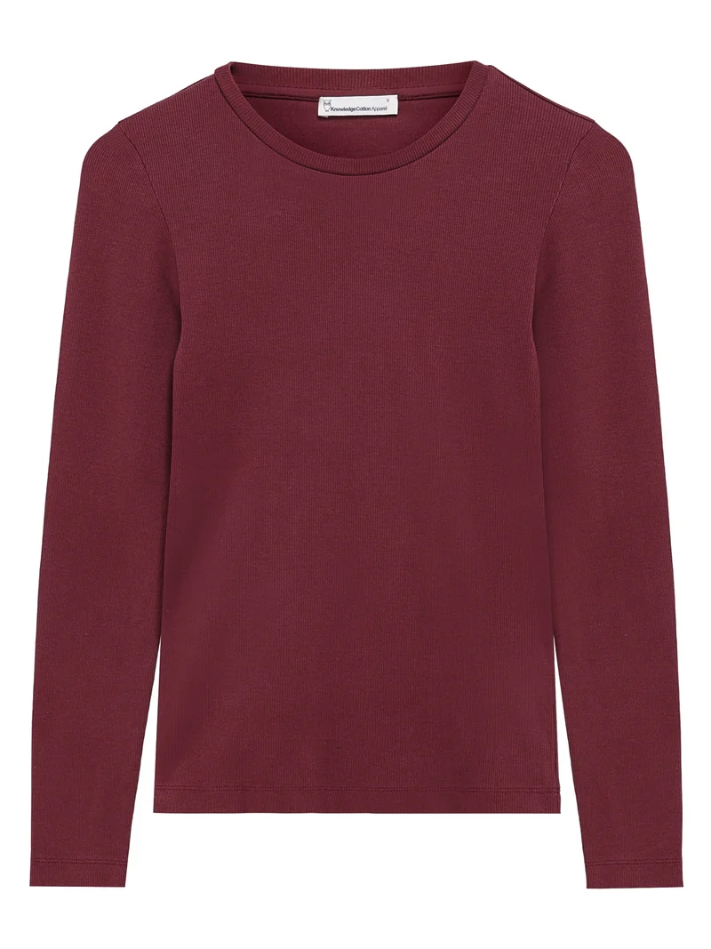 Rib Scoop Neck Long Sleeved burgundy