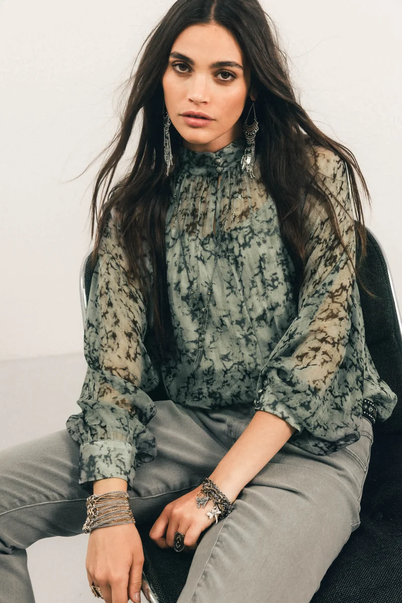 Blouse et débardeur imprimé jade
