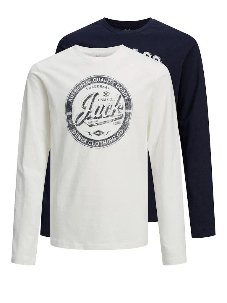Jack & Jones Jungen T-Shirt JJEJEANS TEE LS O- NOOS 22/23 2PK MP JNR