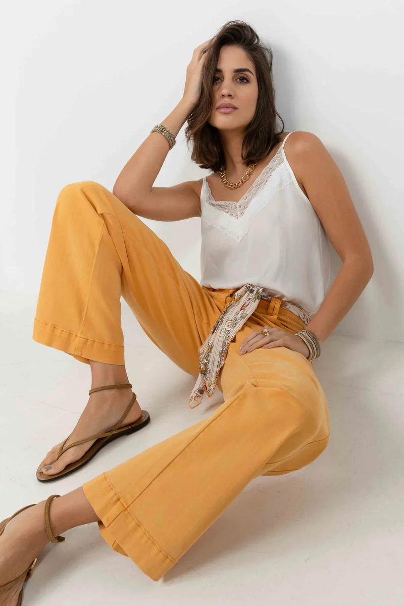 Pantalon jaune wide leg