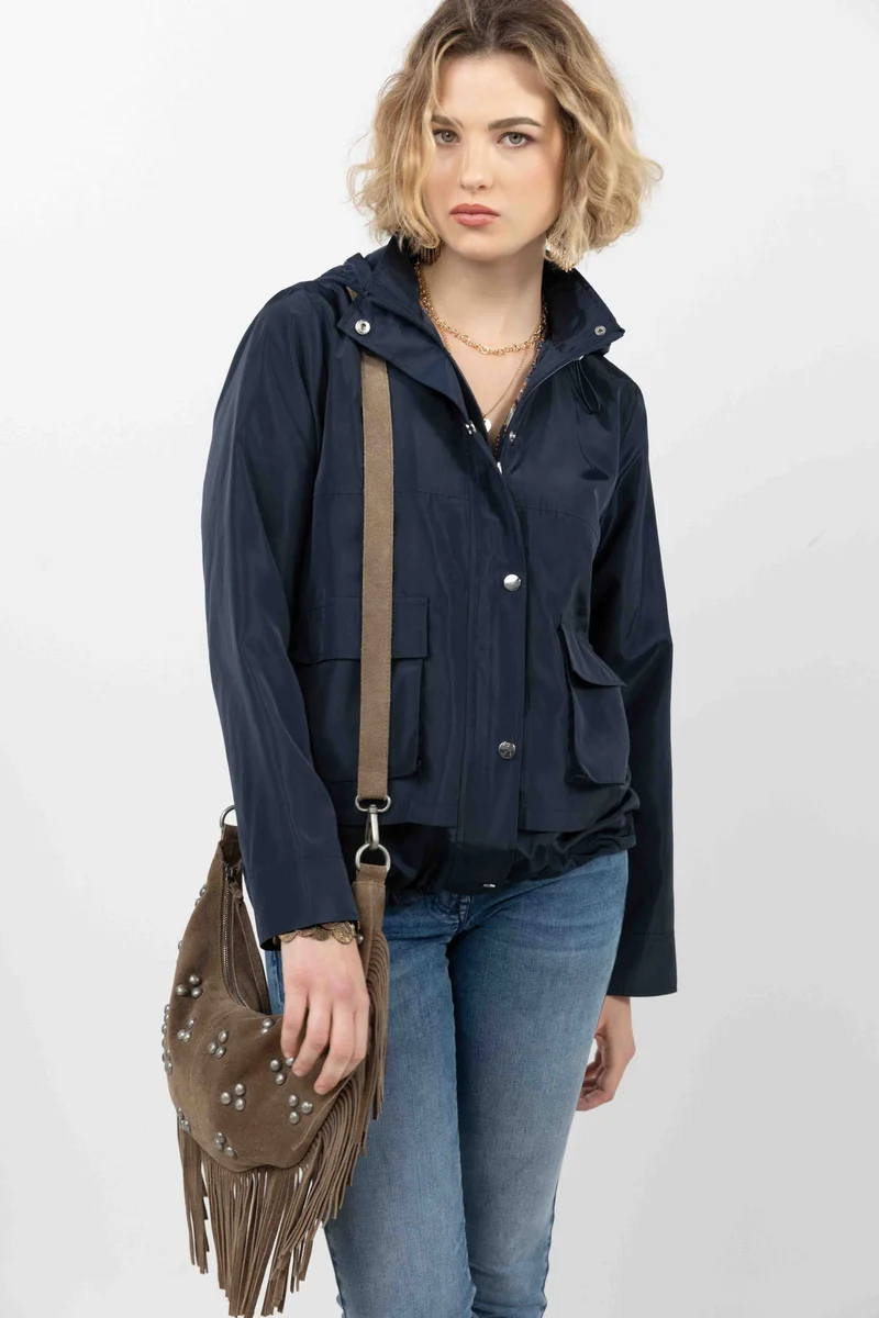 Parka bleu marine déperlante chic