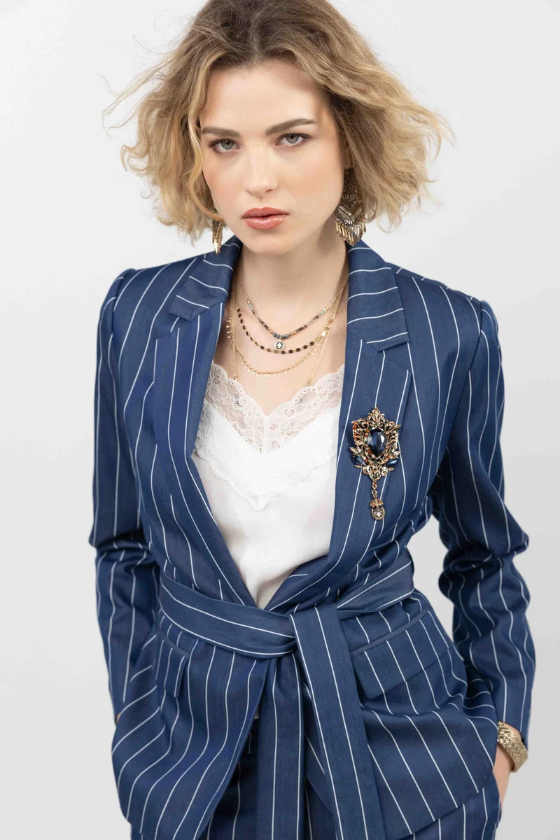 Veste rayée bleu foncé esprit tailleur