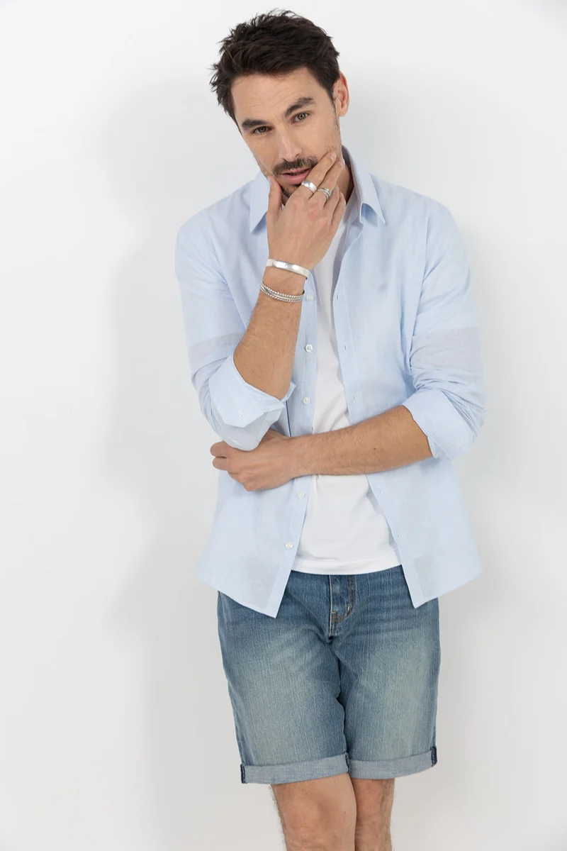 Short denim casual coupe droite