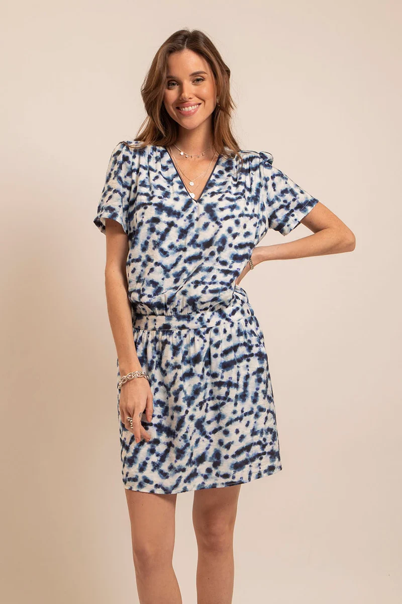 Robe tie and dye imprimé bleu