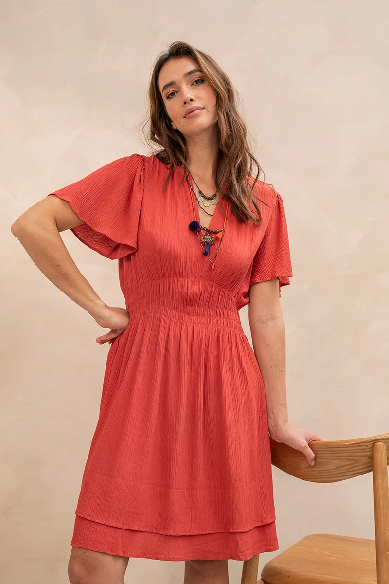 Robe courte cintrée terracotta