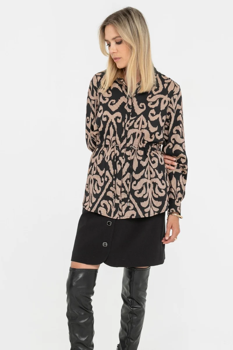 Chemise imprimé baroque noir et bordeaux