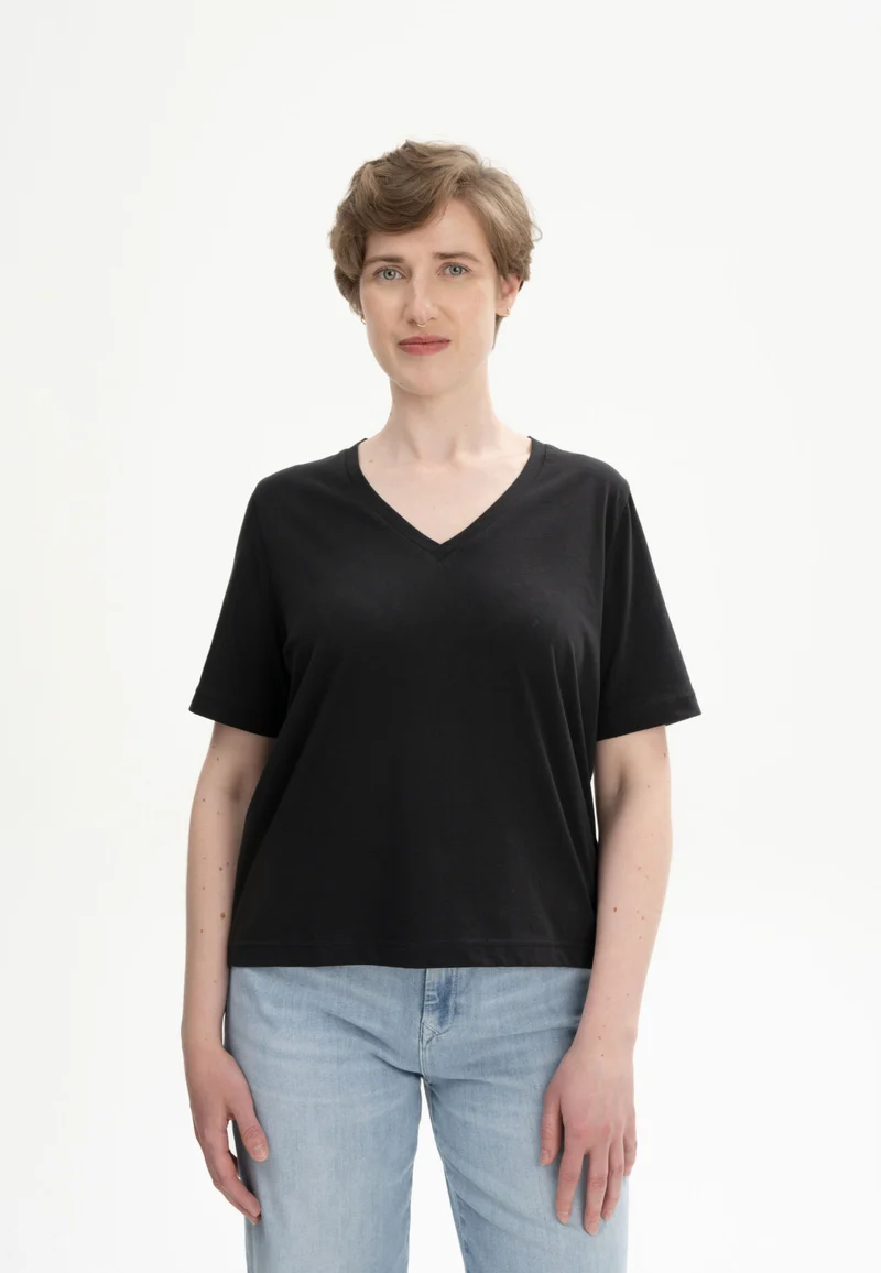 V-Neck T-Shirt Ankita schwarz