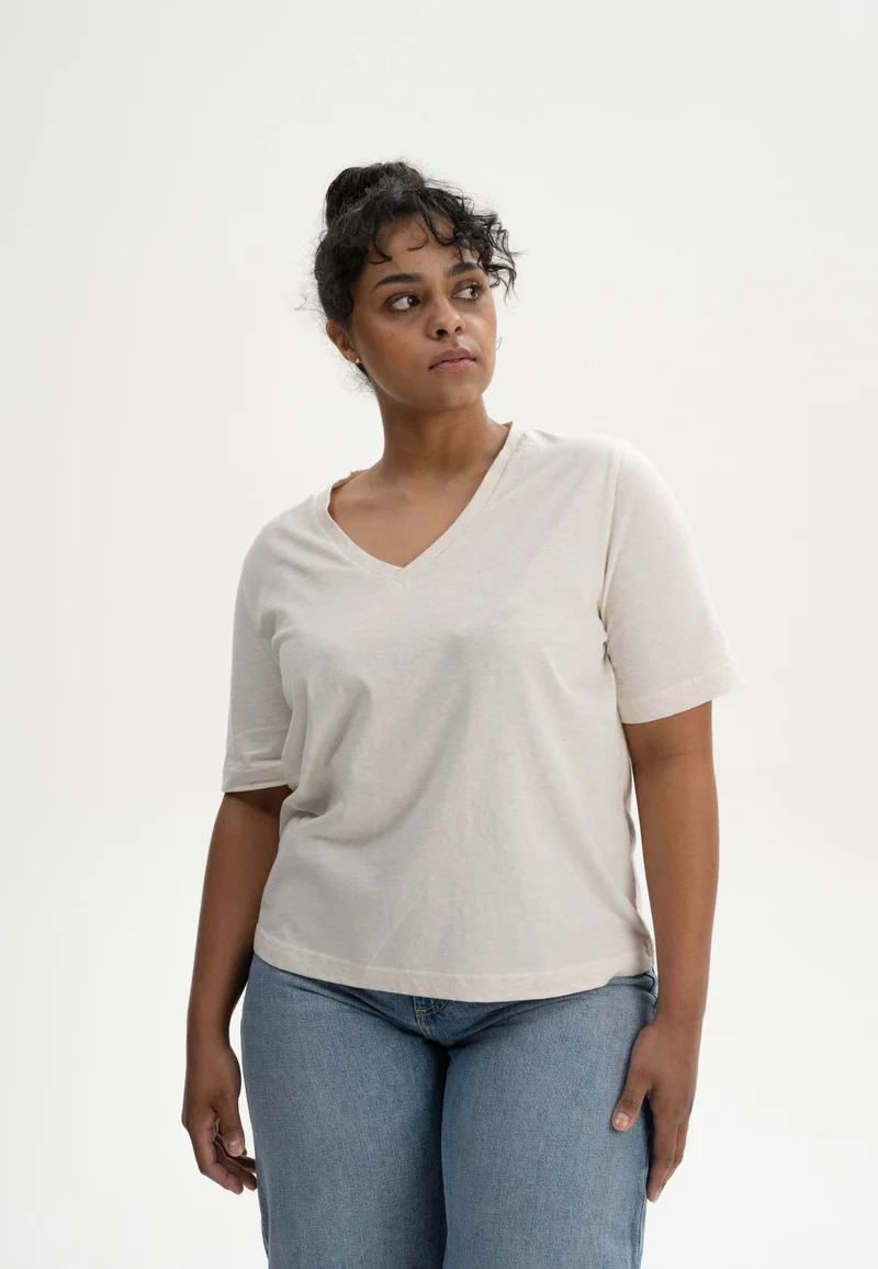 V-Neck T-Shirt Ankita cream melange