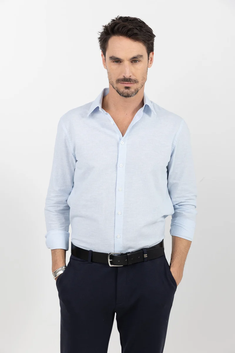 Chemise rayée bleu ciel