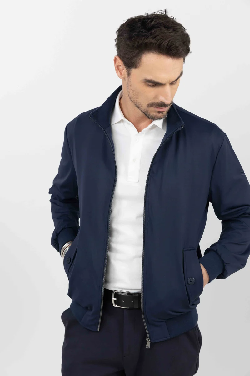 Blouson casual bleu marine déperlant