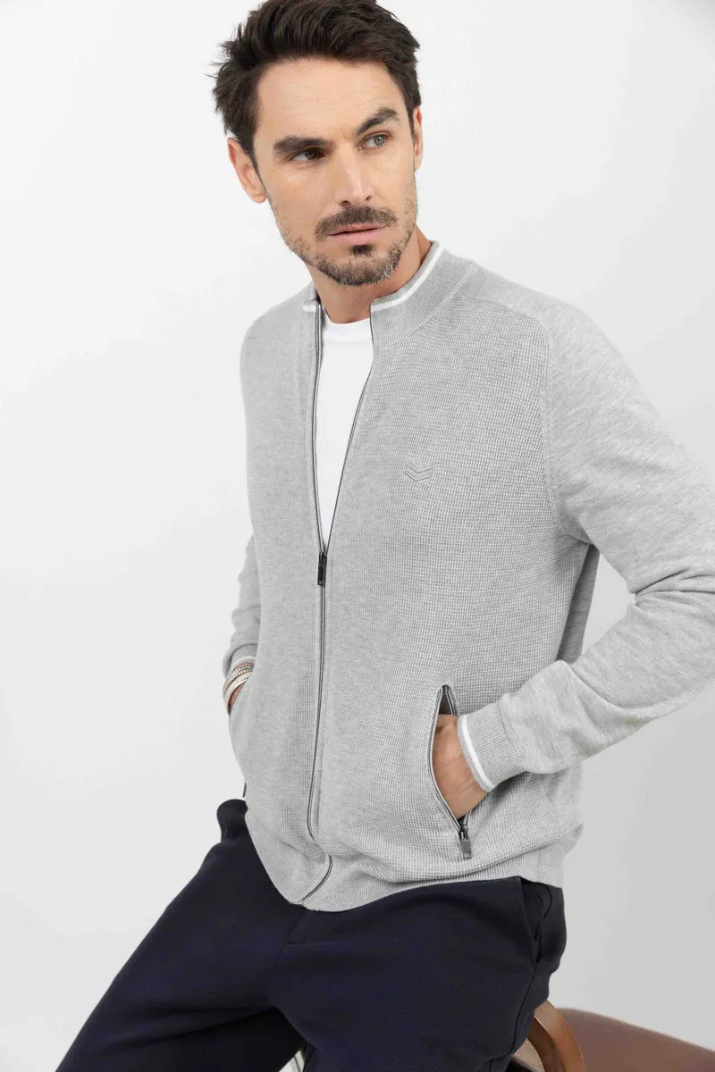 Gilet zippé gris clair sport chic