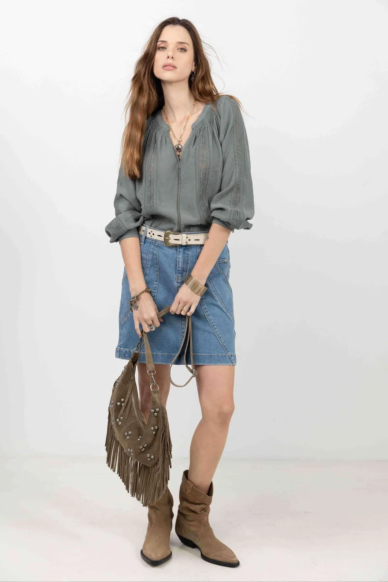 Jupe en jean stretch coupe droite