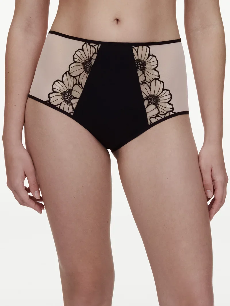 Chantelle - Lush High-Waisted Full Brief Schwarz / Zartrosa