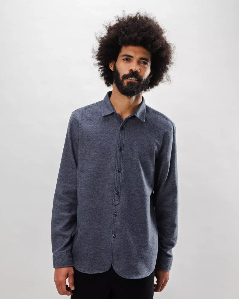 Mouline Flannel Shirt dark grey