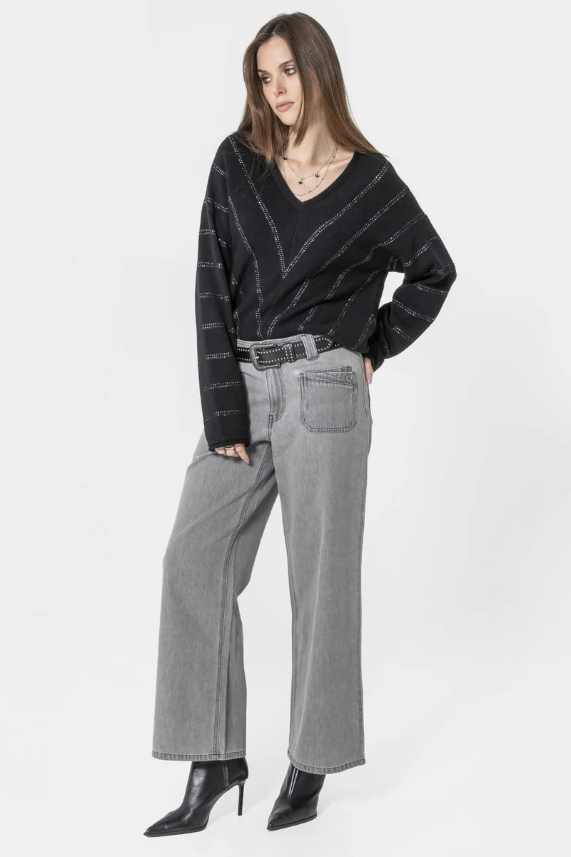 Jean large gris