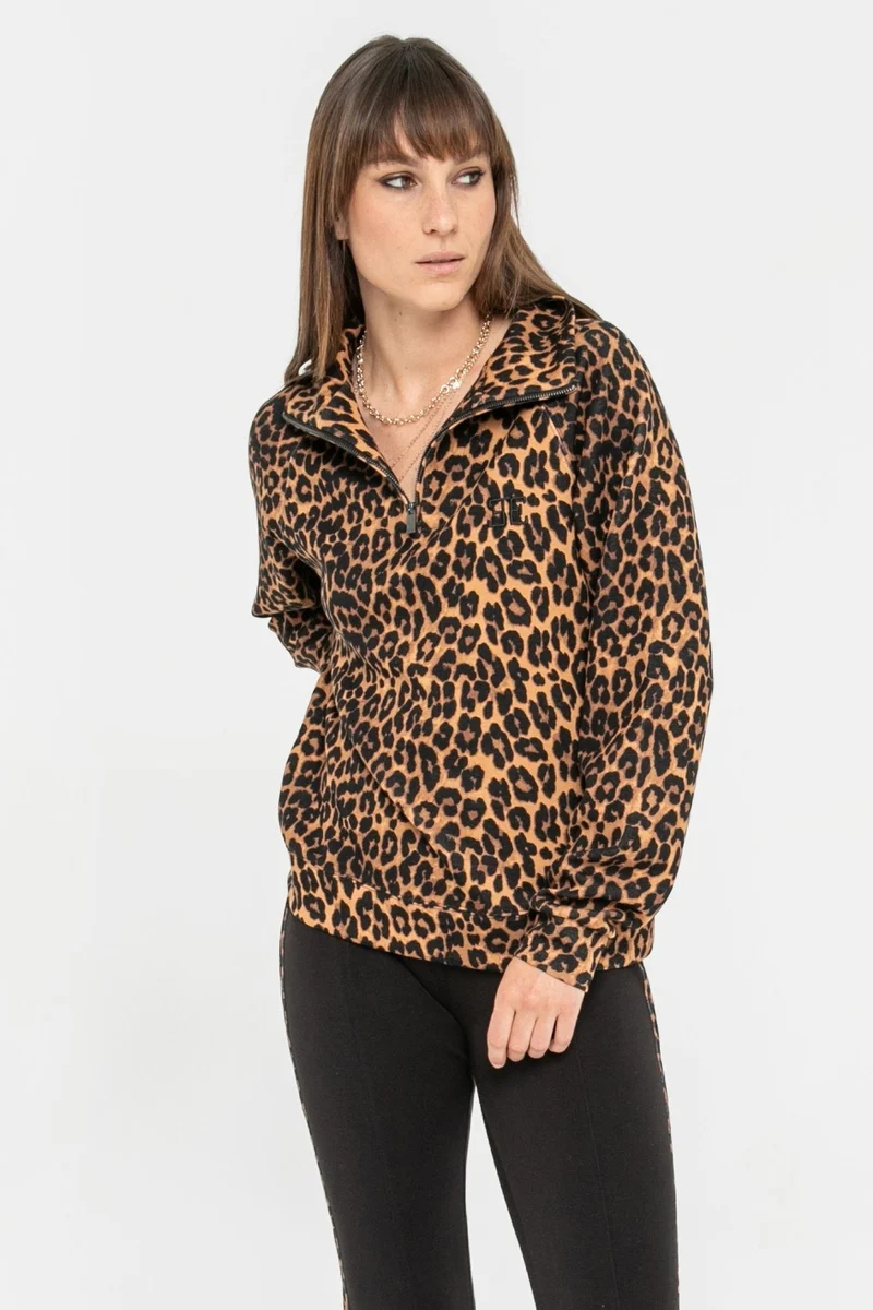 Sweat oversized imprimé léopard