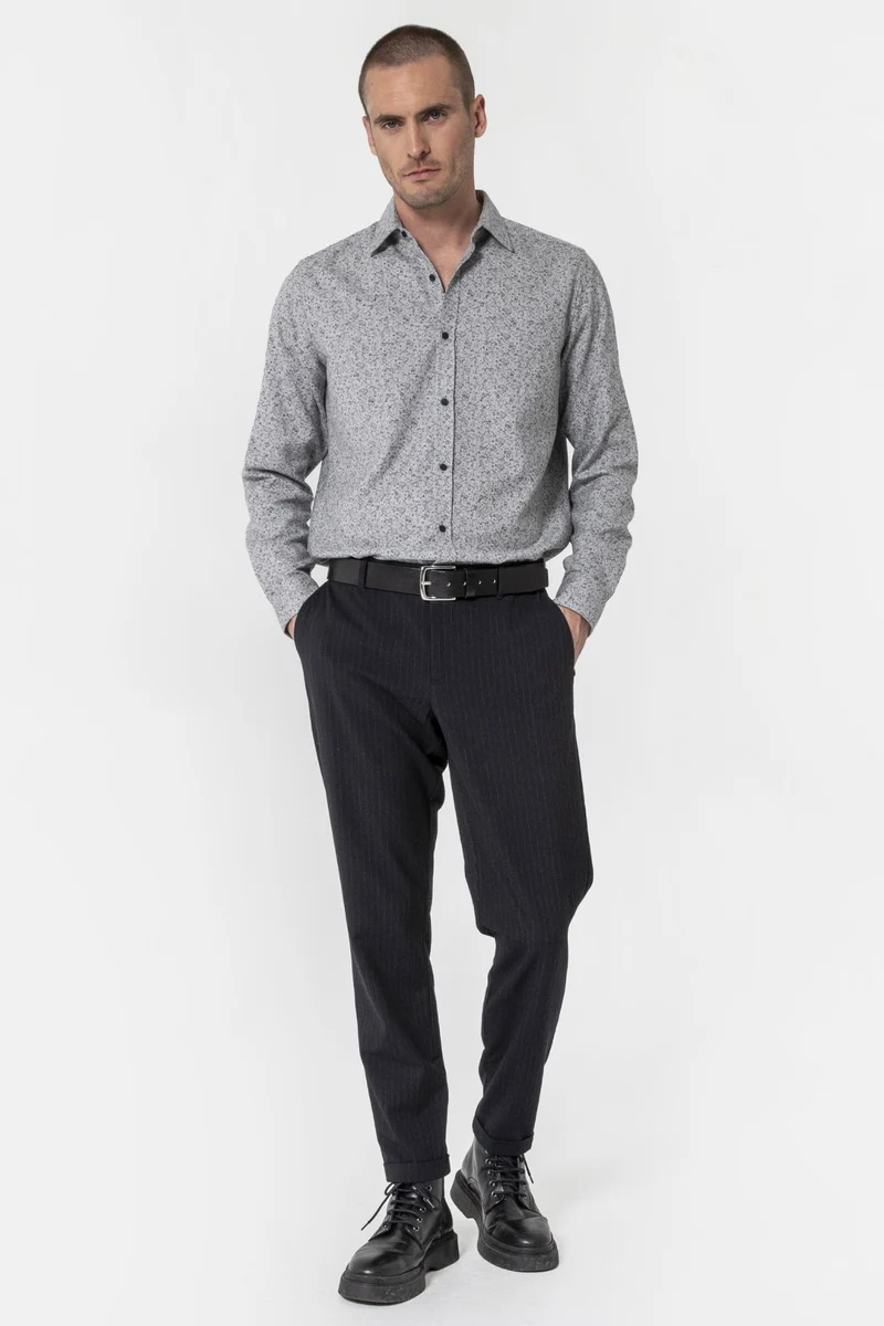 Pantalon droit rayé navy