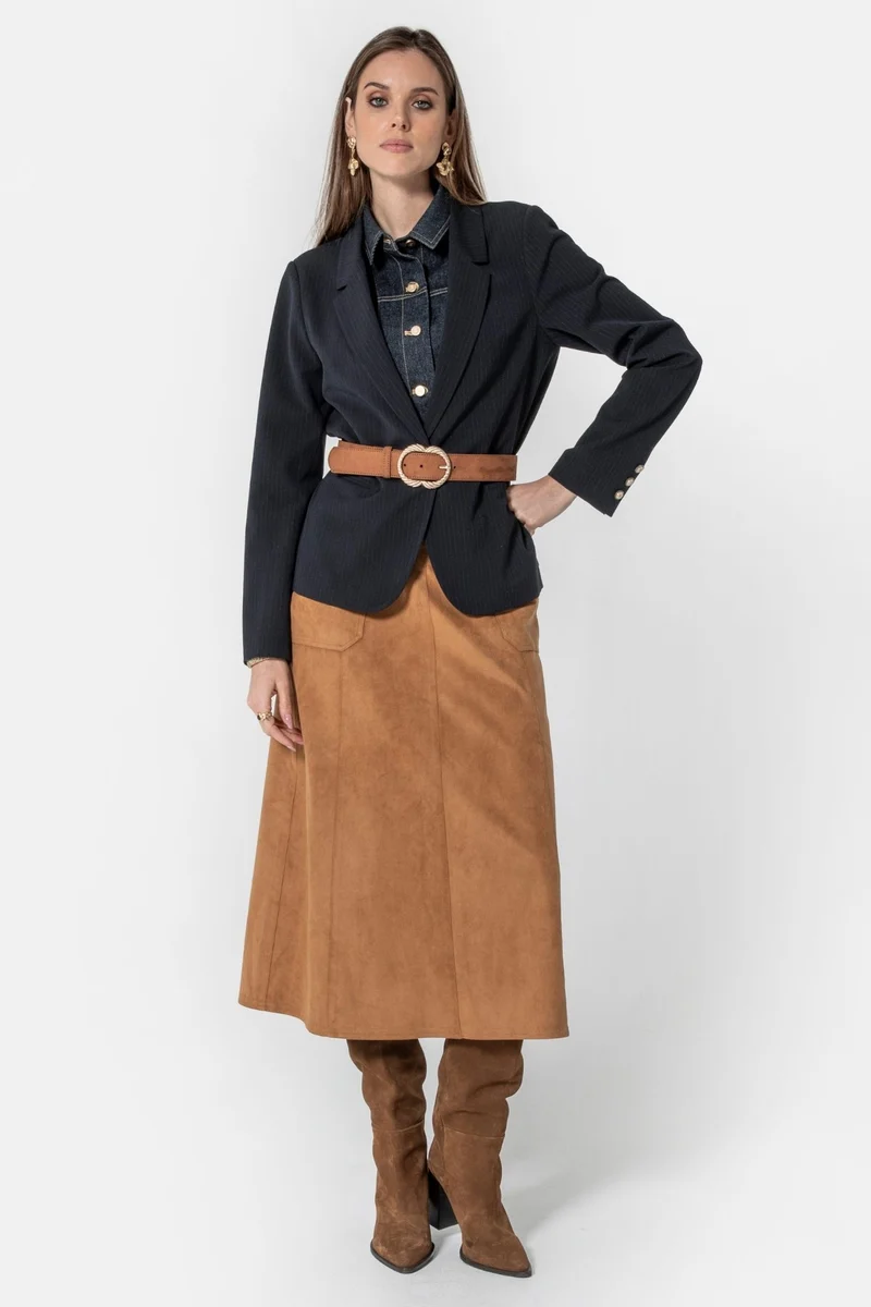 Veste rayée bi-matières navy